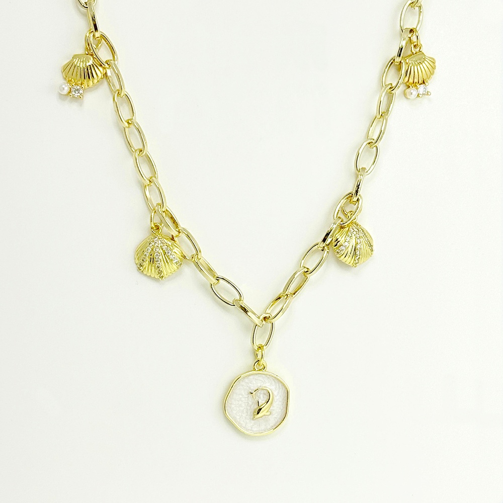 Collar en rodinado gold charms dijes marinos modelo 2