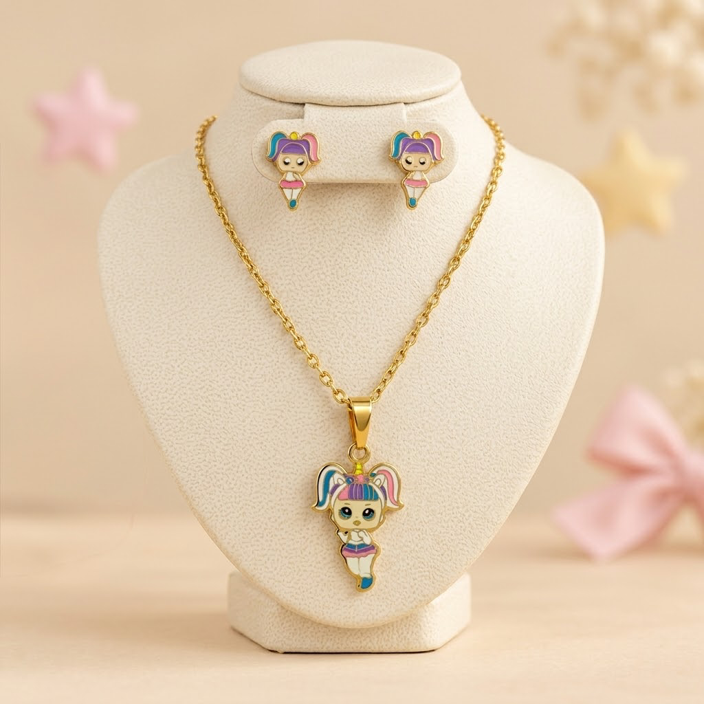 Juego acero gold niña esmaltado niña