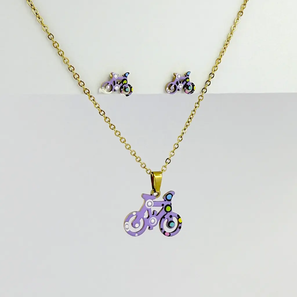 Juego acero gold esmaltado bicicleta modelo 2