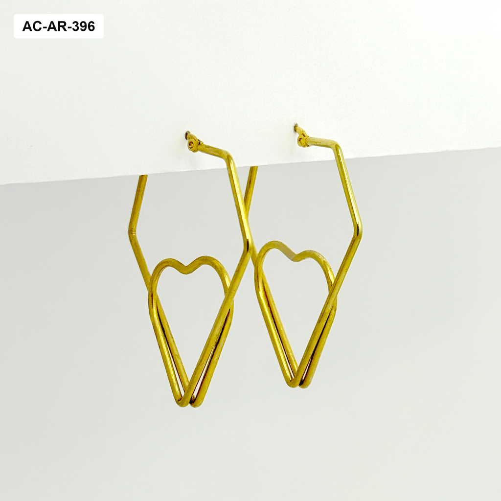 Argolla acero gold doble geométrica