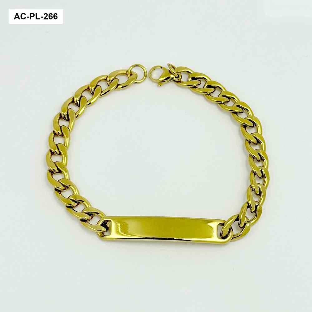 *PULSERA EN ACERO GOLD ESCLAVAS BARBADA 7MM 21CM