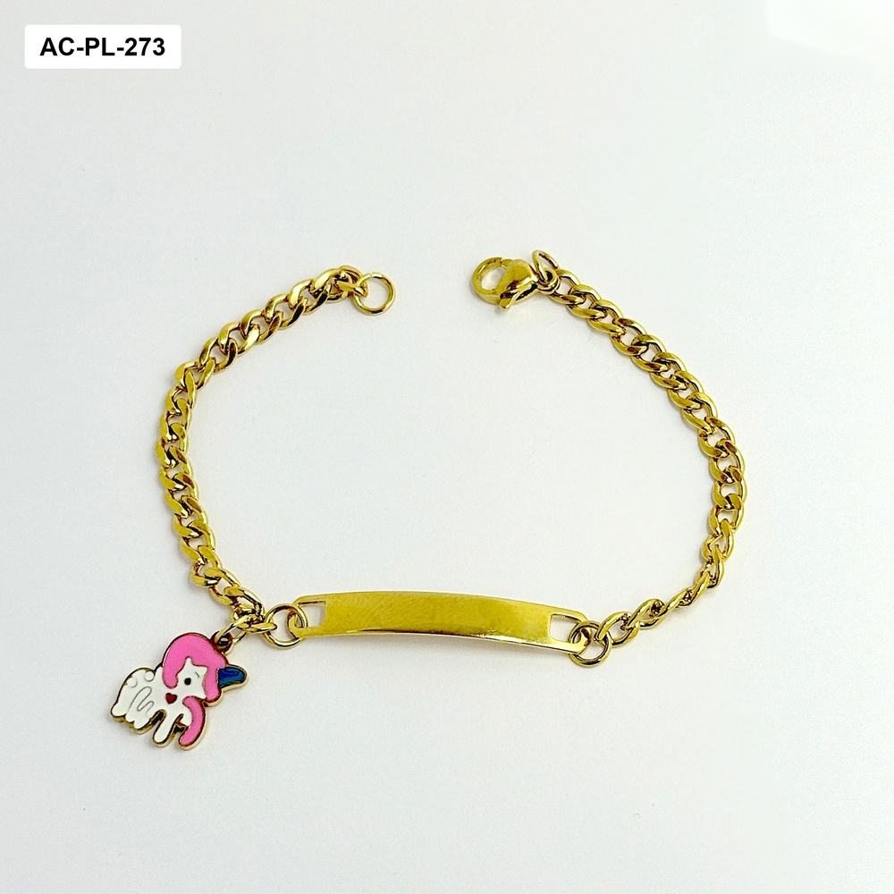 *PULSERA EN ACERO GOLD ESCLAVA NIÑA UNICORNIO ESMALTADO
