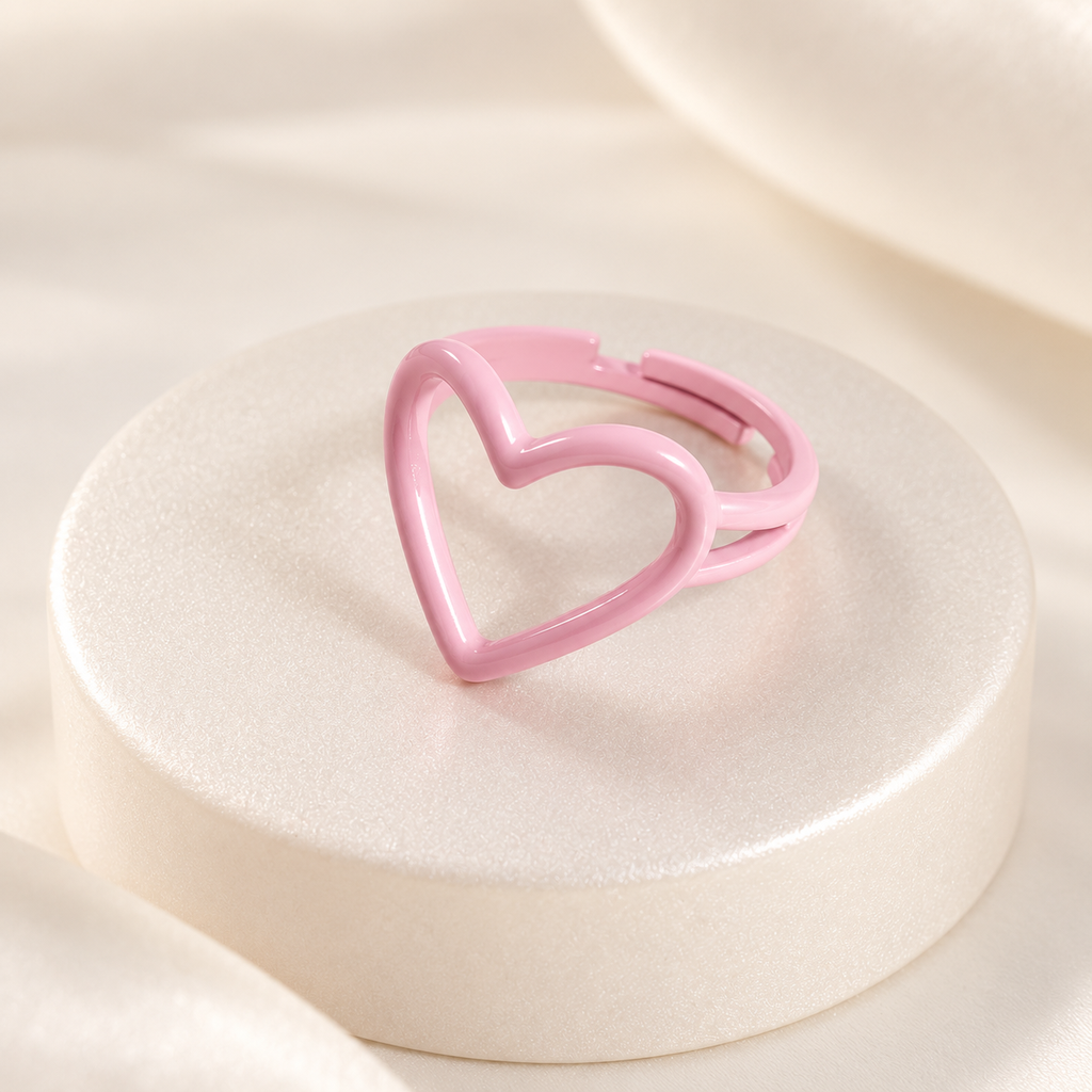 Anillo en rodinado ajustable esmaltado corazón