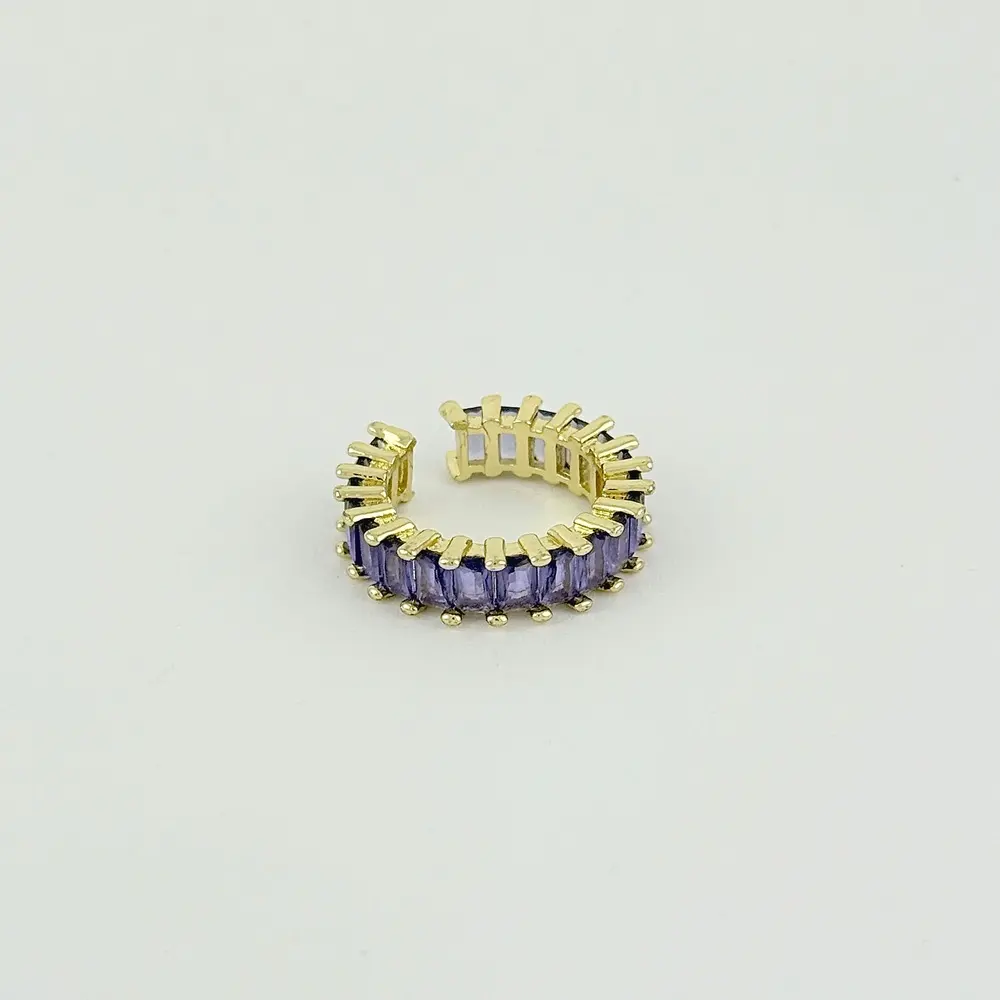 Anillo en rodinado gold ajustable cristales baguette colores surtidos