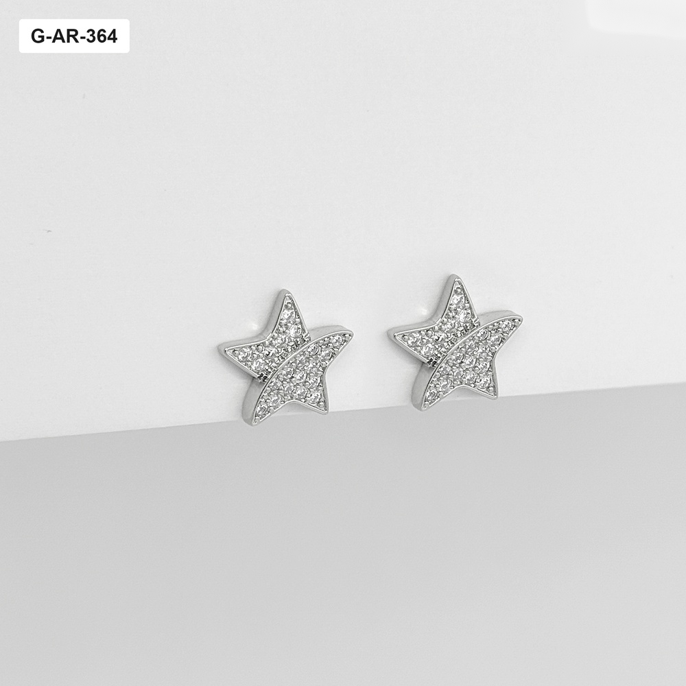 *Aretes en rodinado silver estrella microcircones blancos