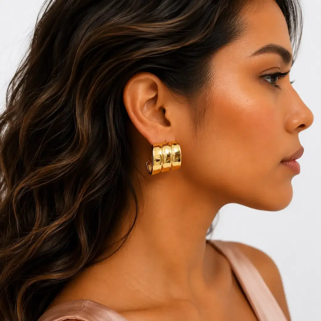 Maxi aretes en rodinado gold estilo old money