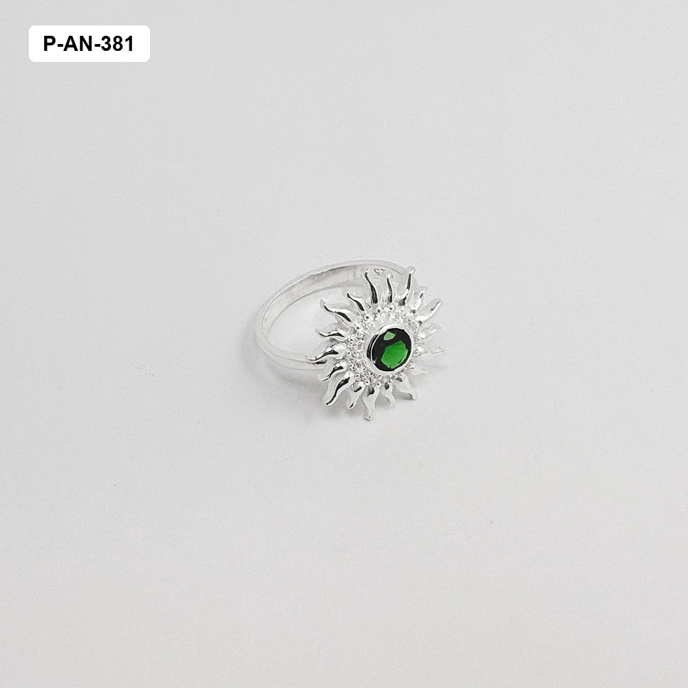 ANILLO EN PLATA LEY 925 SOL CRISTAL VERDE