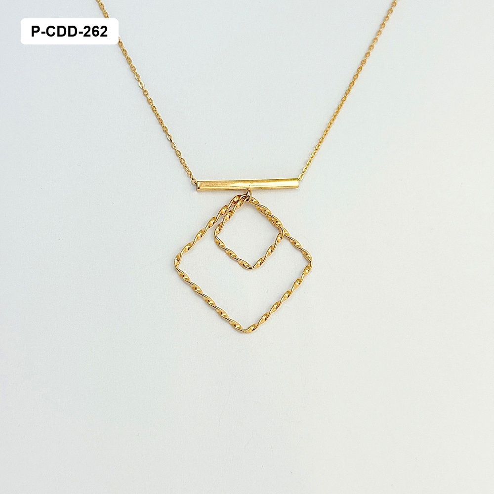 Collar en plata ley 925 baño en oro rosa rombo