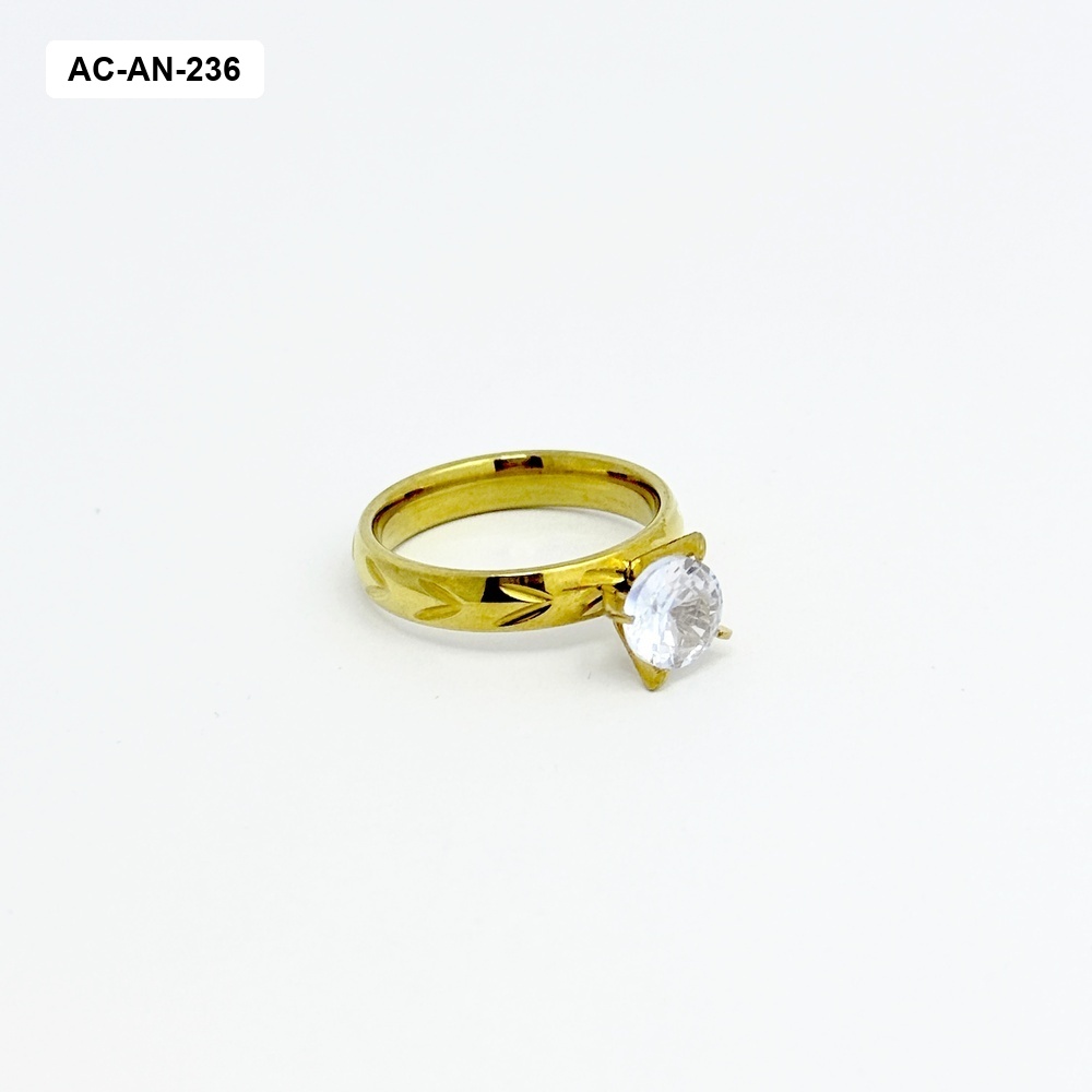 Anillo en acero gold solitario