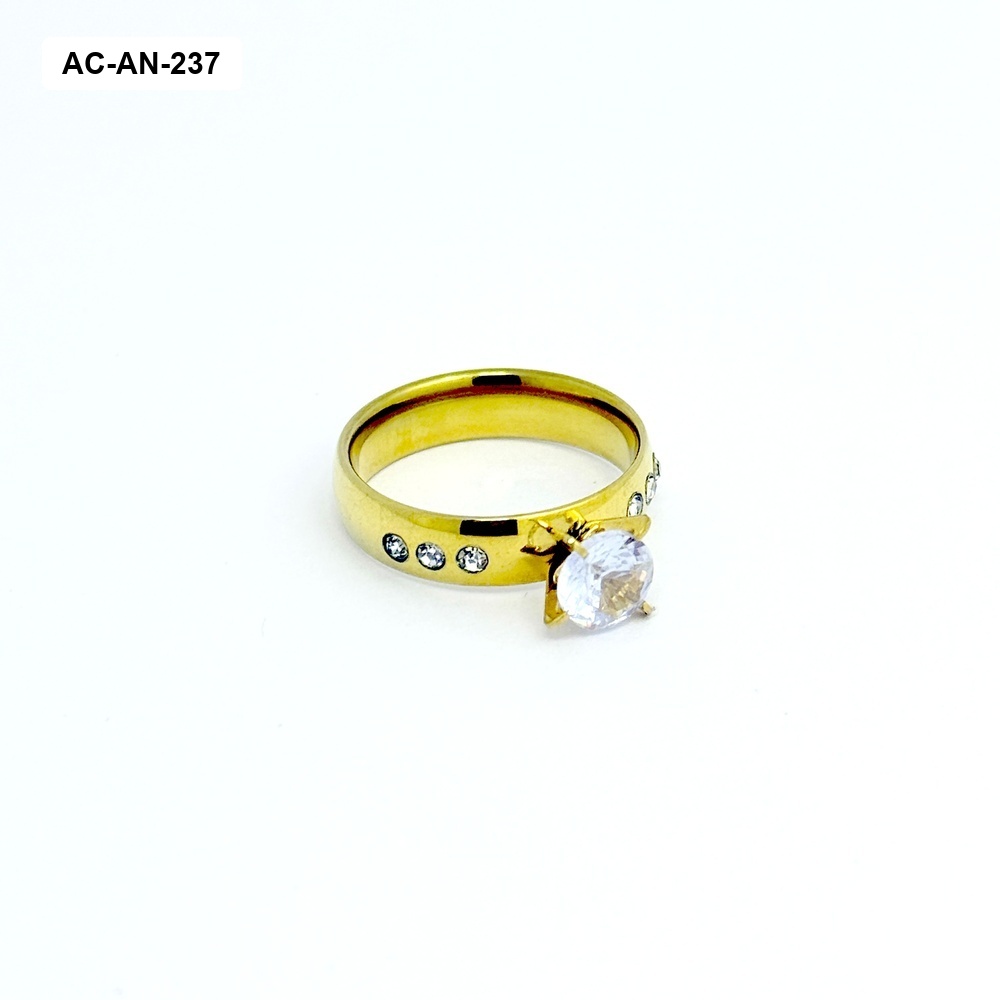 ANILLO EN ACERO GOLD SOLITARIO CIRCONES
