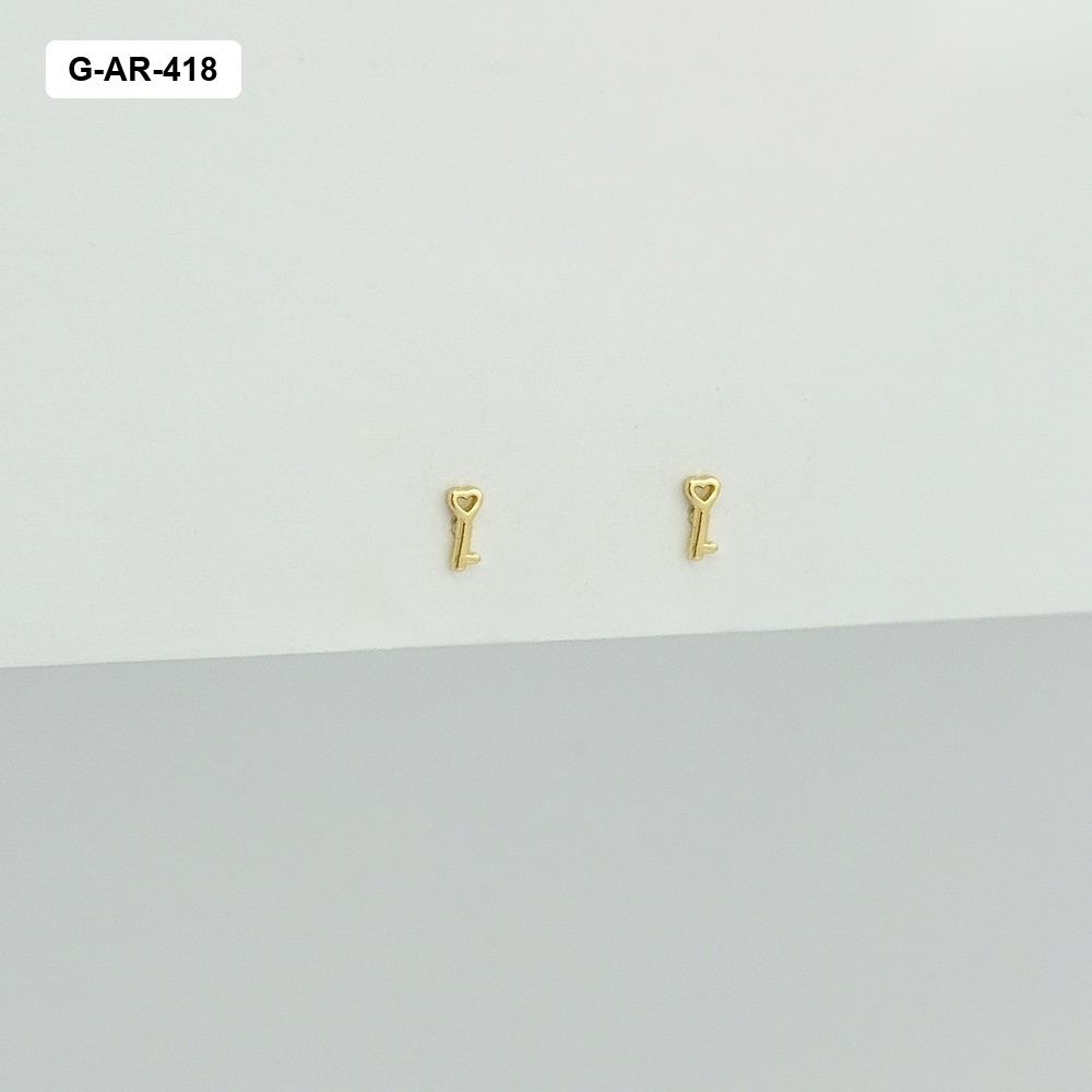 Aretes en rodinado gold topos mini llave