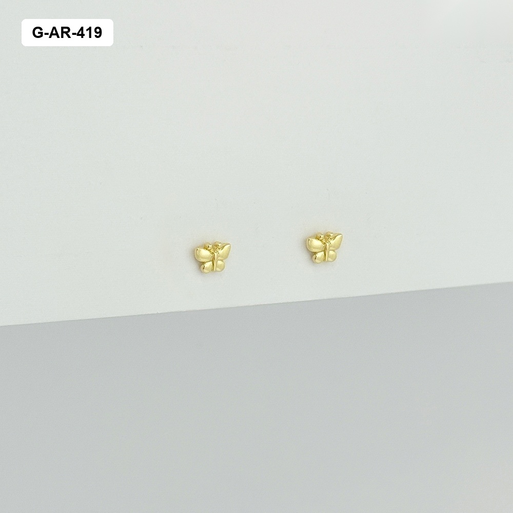 Aretes en rodinado gold topos mini mariposa