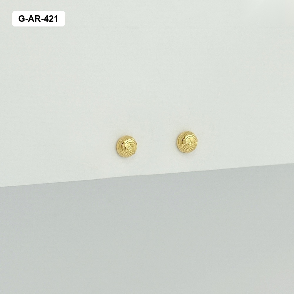 Aretes en rodinado gold topos mini media bolita diamantada