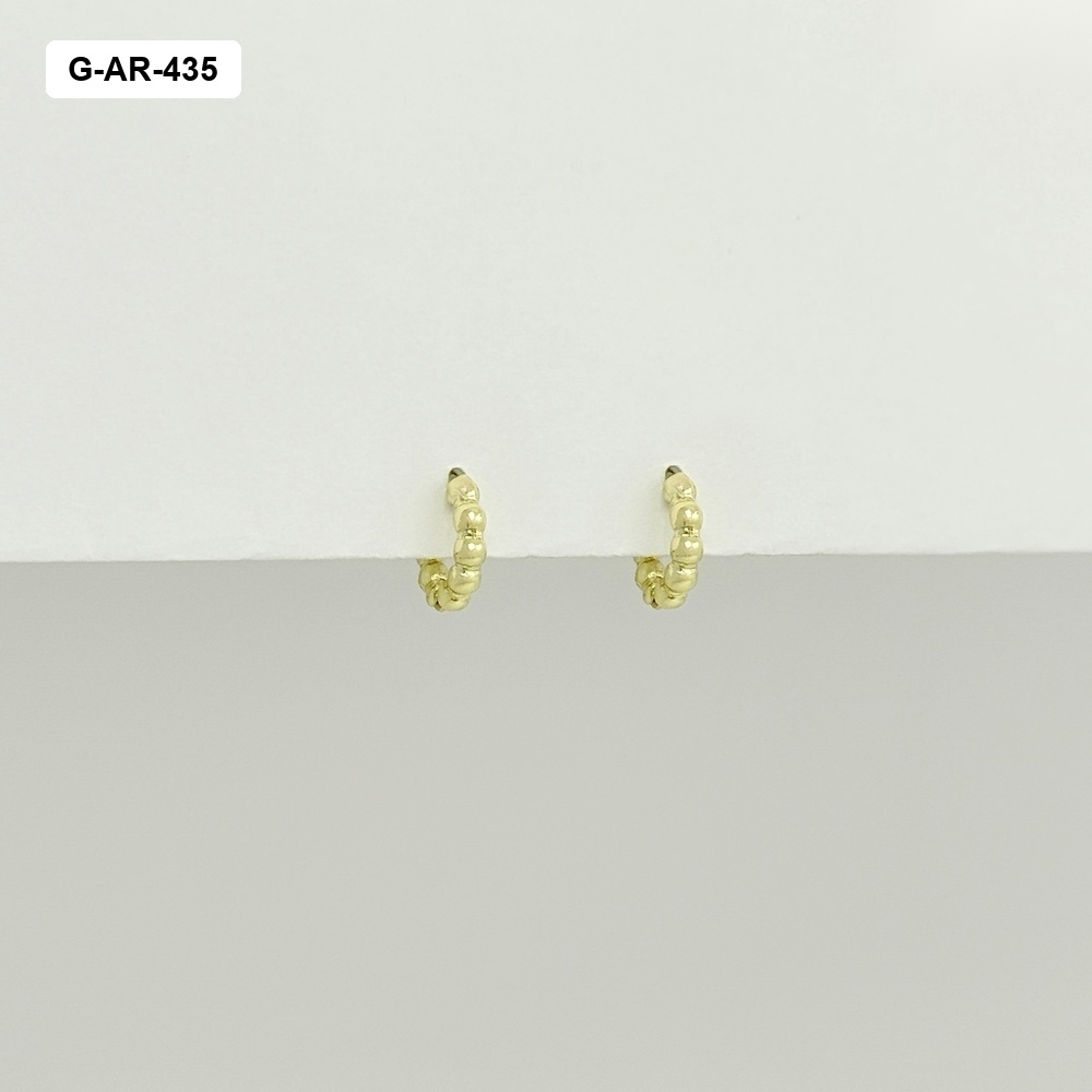 Argollas huggie en rodinado gold mini bolitas