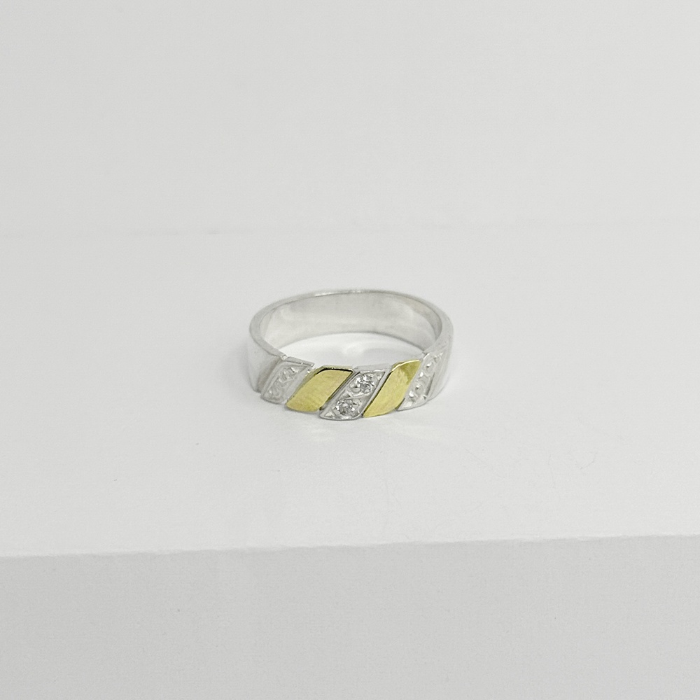 Anillo Plata Ley 925 y Laminado oro - talla 8