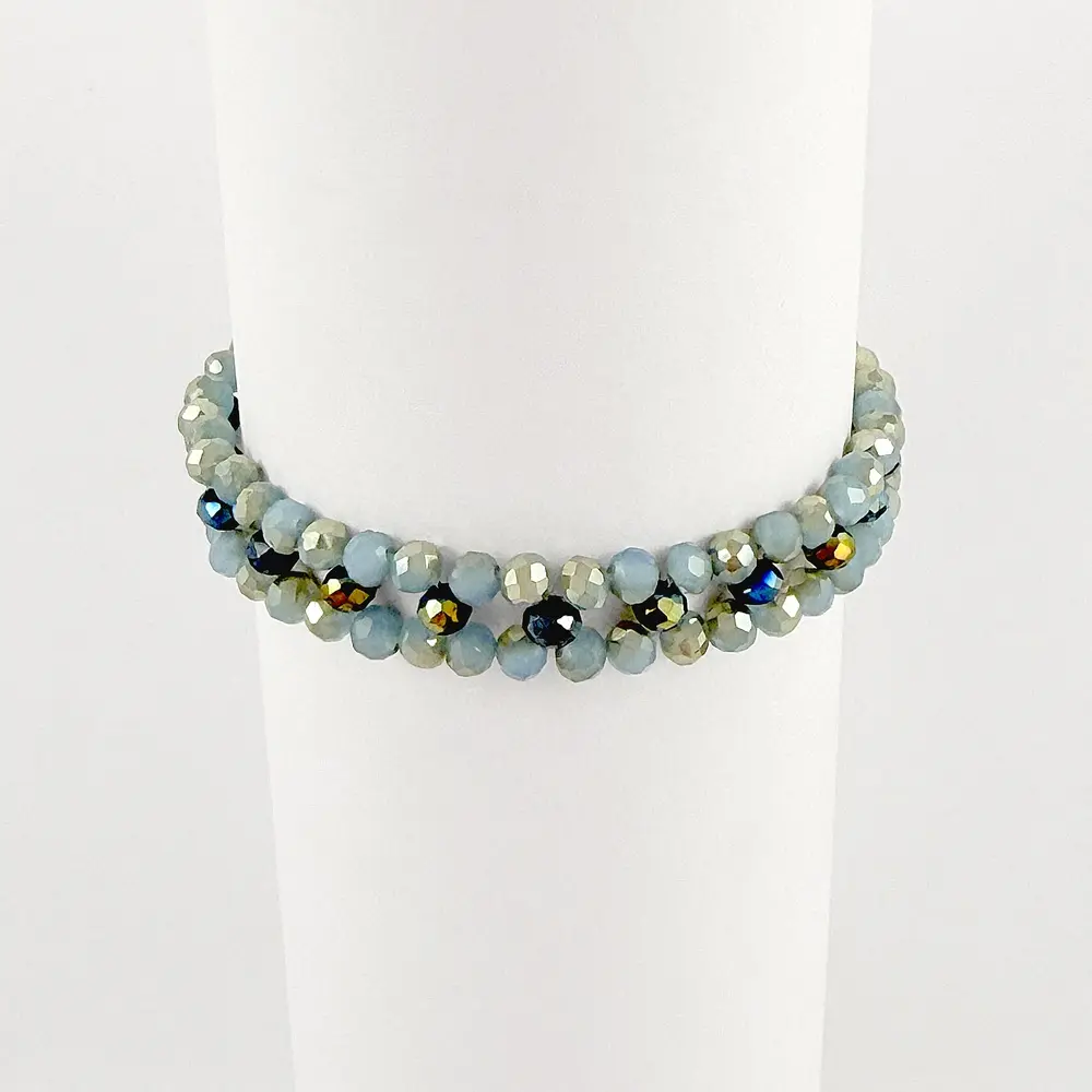 Pulsera artesanal cristal murano tonos azules 