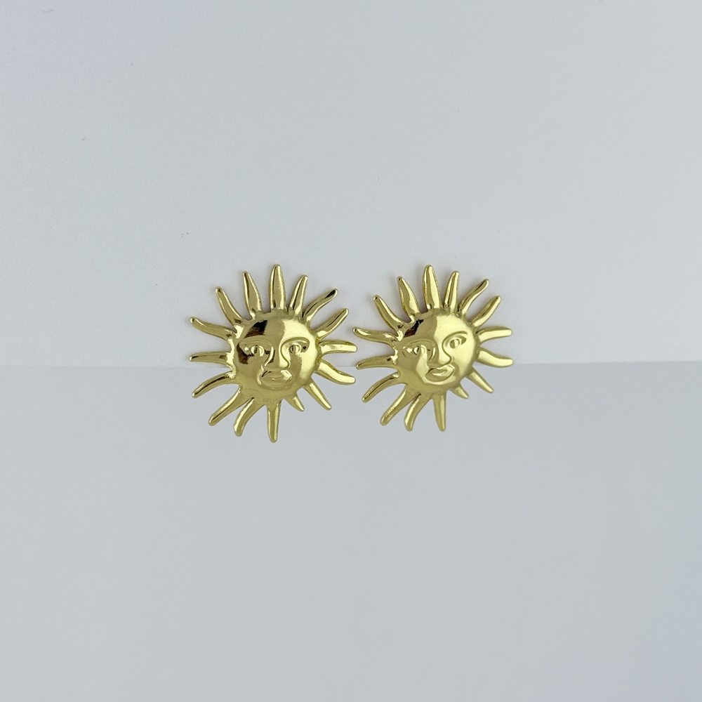 Maxi aretes en acero gold modelo 8