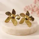 Maxi aretes en acero gold flor