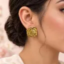 Maxi aretes en acero gold rosa