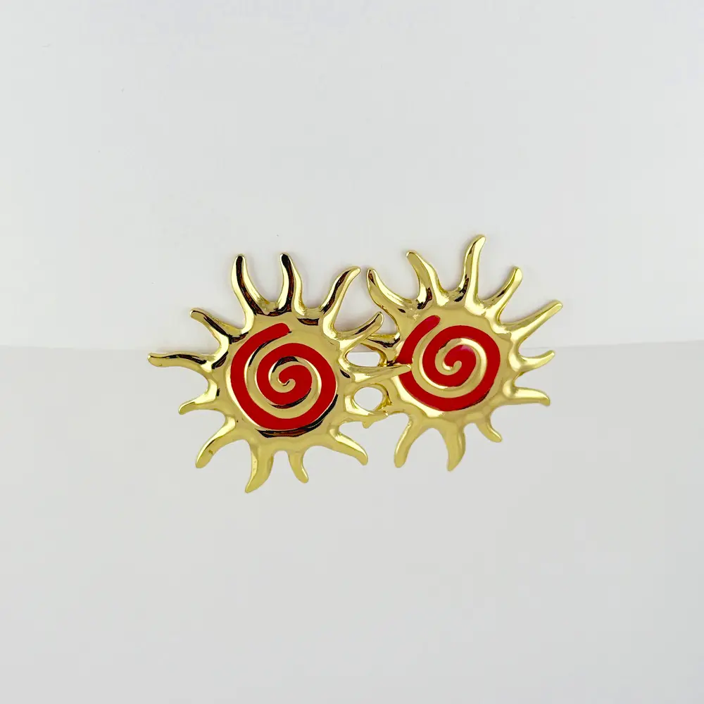 Maxi aretes en acero gold esmaltado modelo 14