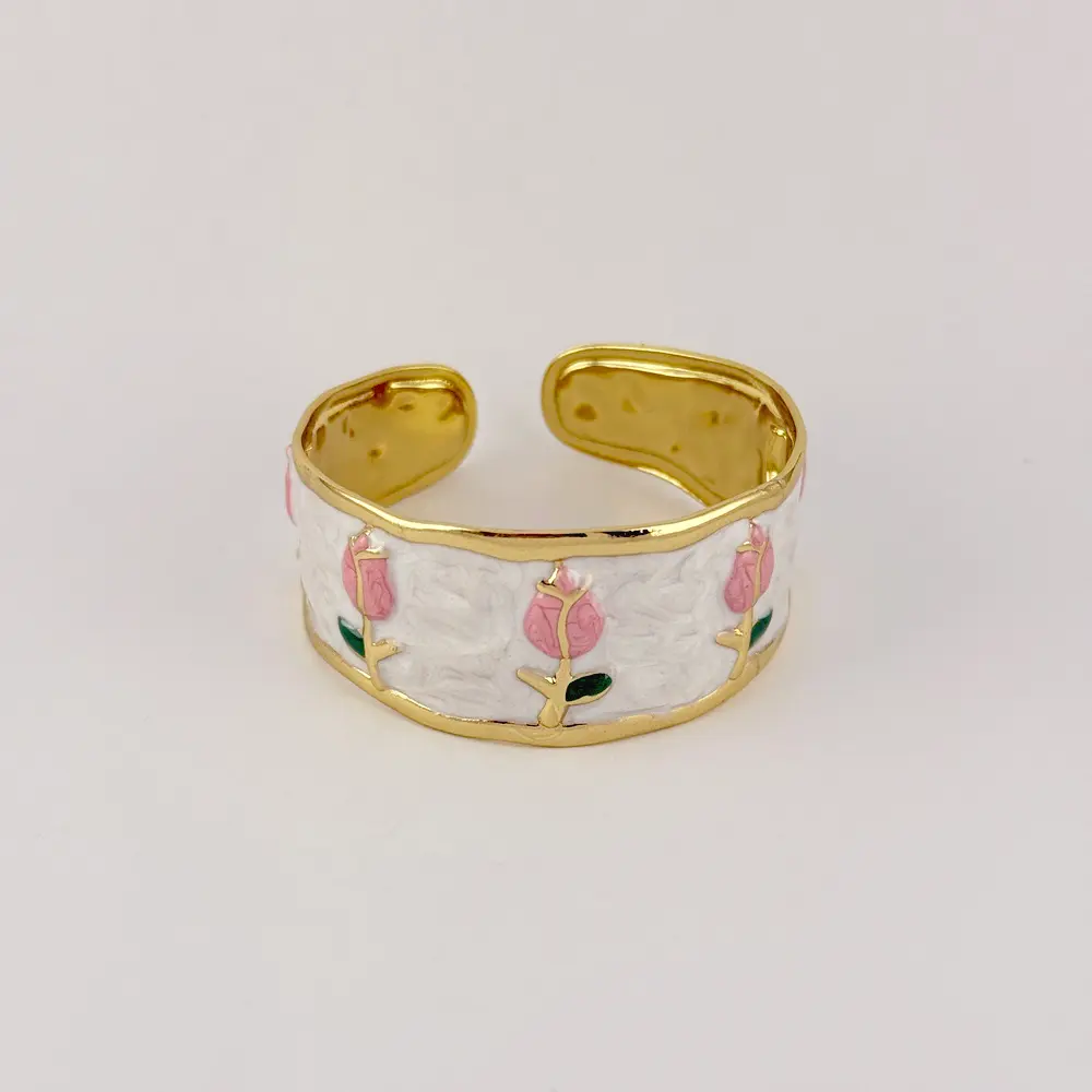 Brazalete en acero gold rigido esmaltado modelo 6