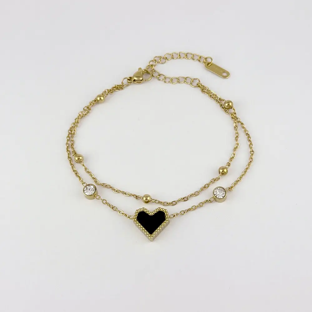 Pulsera en acero gold doble corazón van cleef