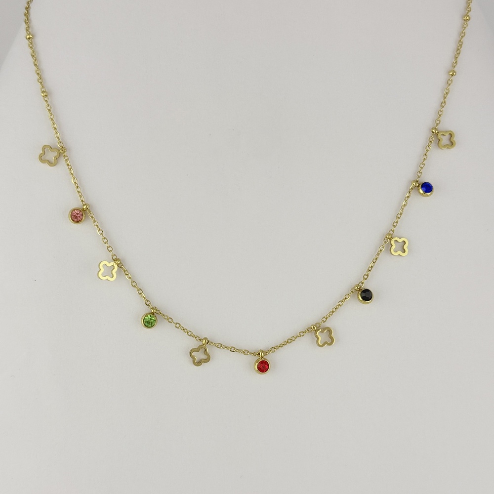 Collar en acero gold van cleef cristales multicolor