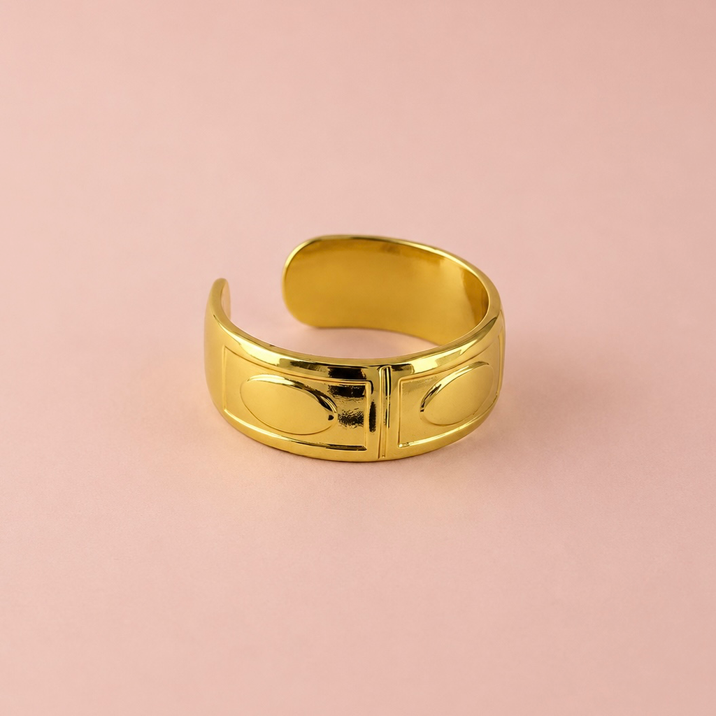 Anillo en acero gold ajustable modelo 62
