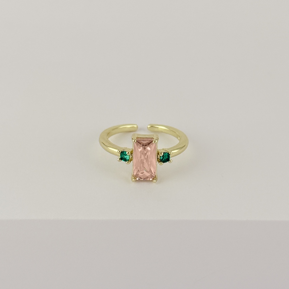 Anillo en rodinado gold cristales colores modelo 22
