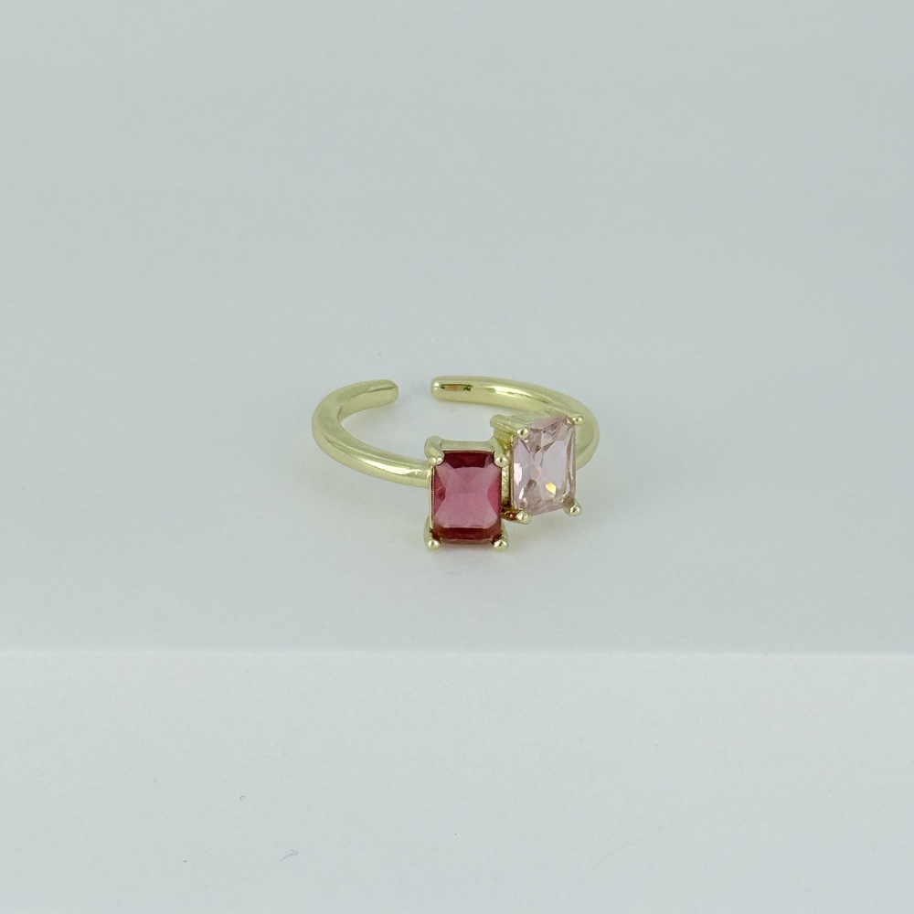 ANILLO EN RODINADO GOLD CRISTALES COLORES
