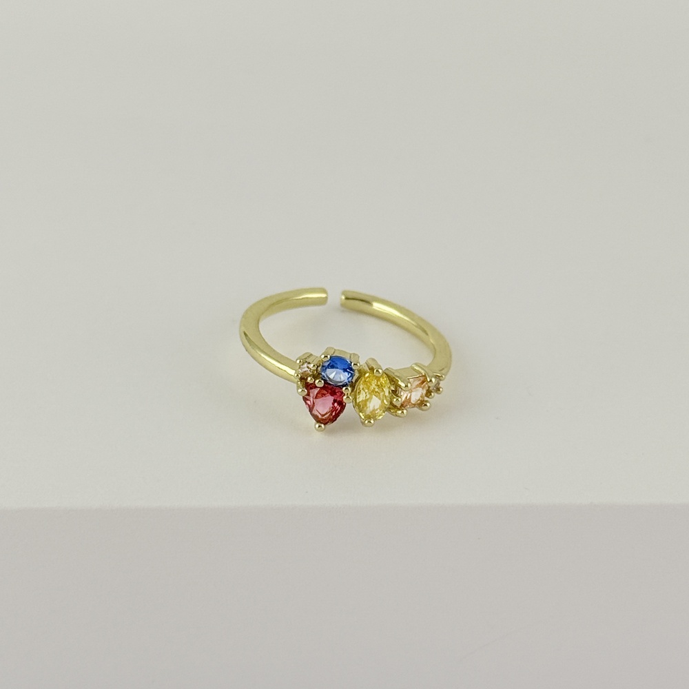 Anillo en rodinado gold cristales colores modelo 10