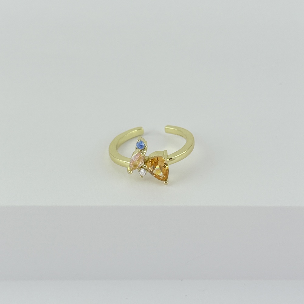 Anillo en rodinado gold cristales colores modelo 24