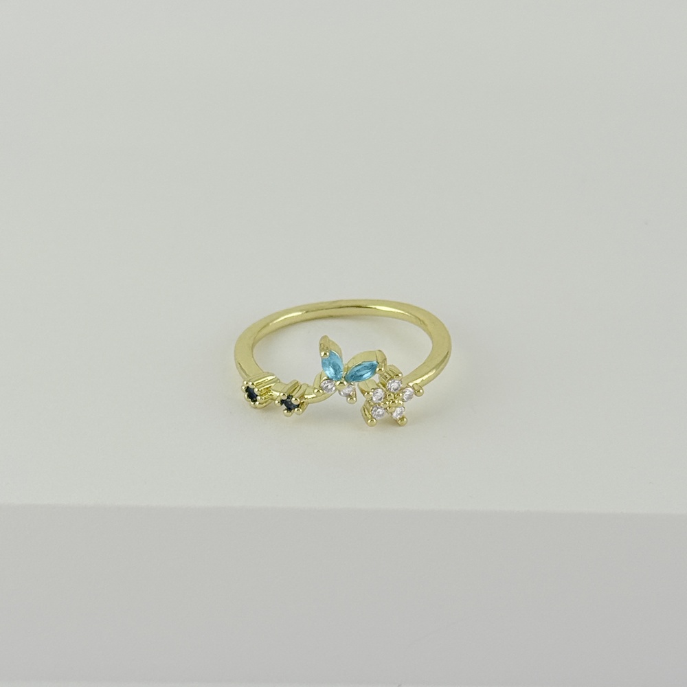 Anillo en rodinado gold cristales colores modelo 9