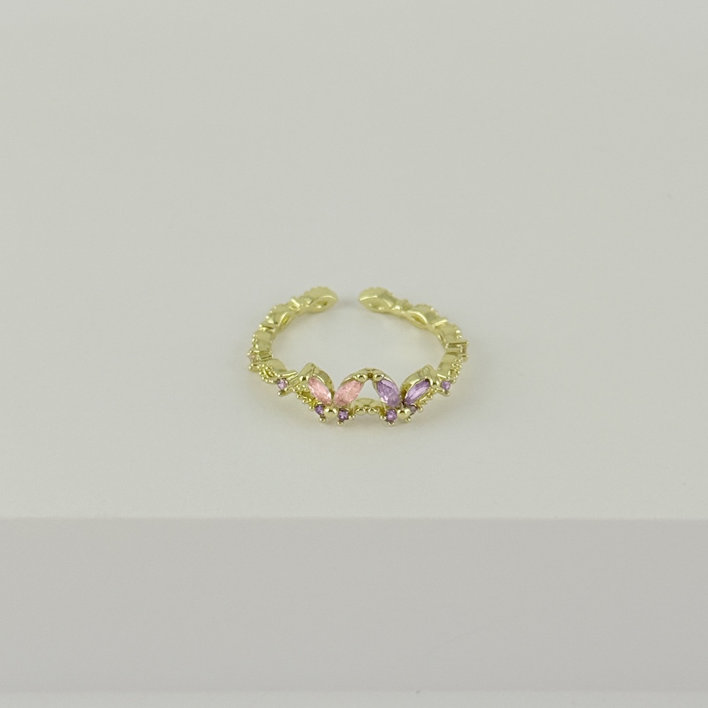Anillo en rodinado gold cristales colores modelo 3