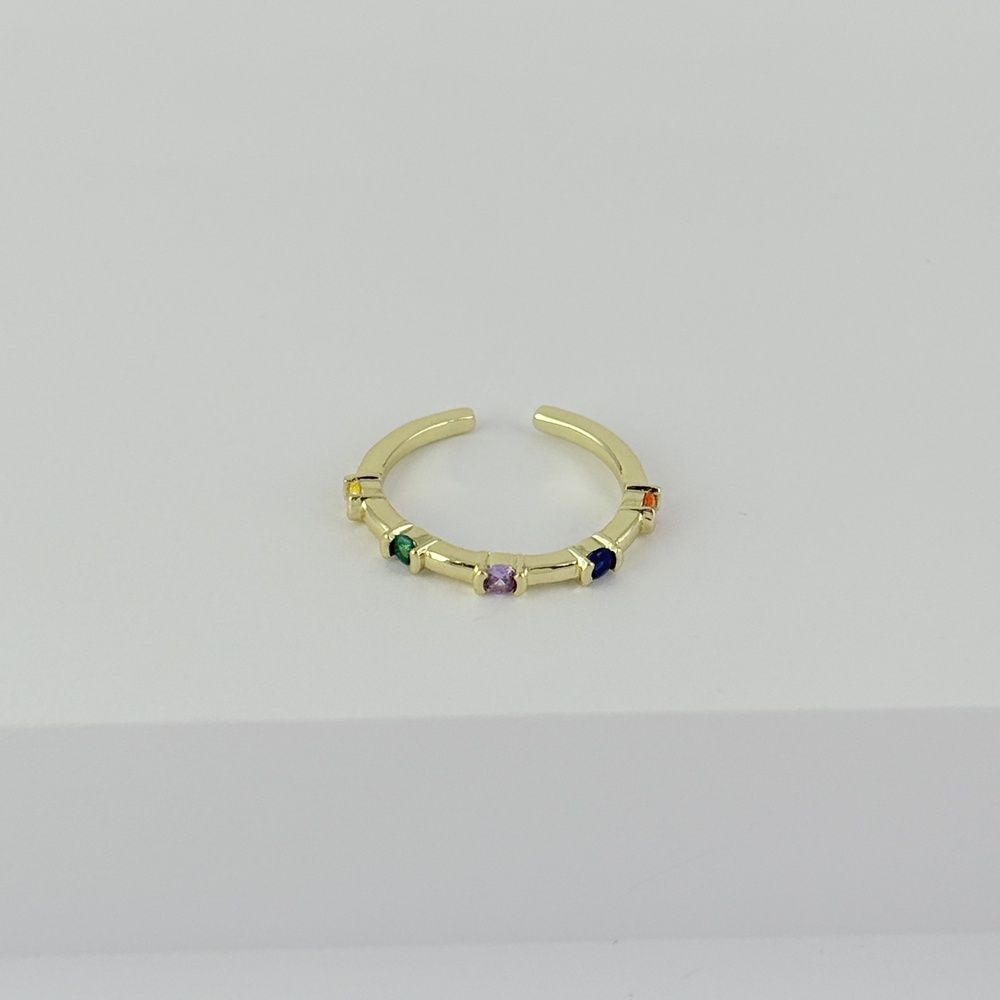 Anillo en rodinado gold cristales colores modelo 25