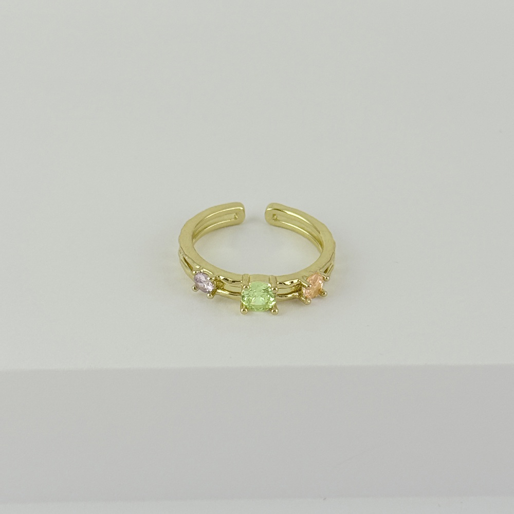 Anillo en rodinado gold cristales colores modelo 17