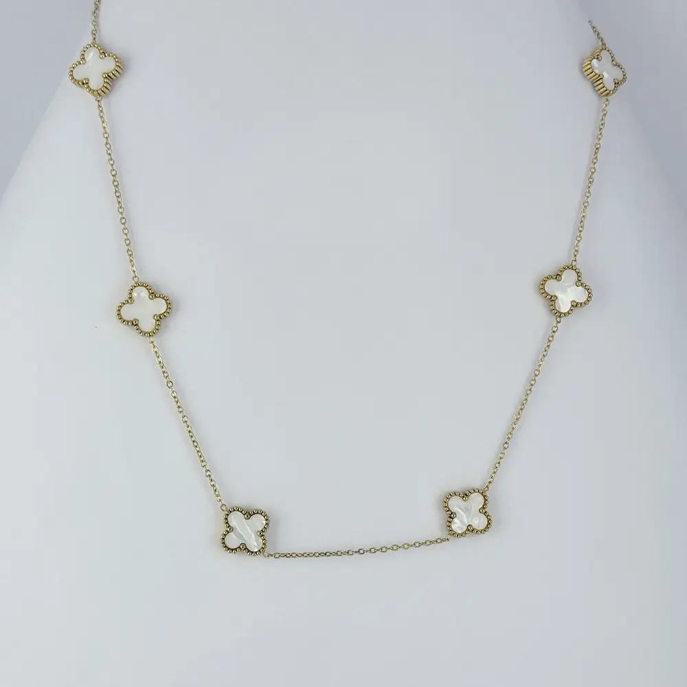 Collar en Acero Gold Van Cleef Blanco
