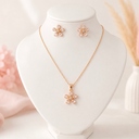 Juego en Rodinado Gold Champagne microcirconia flor 