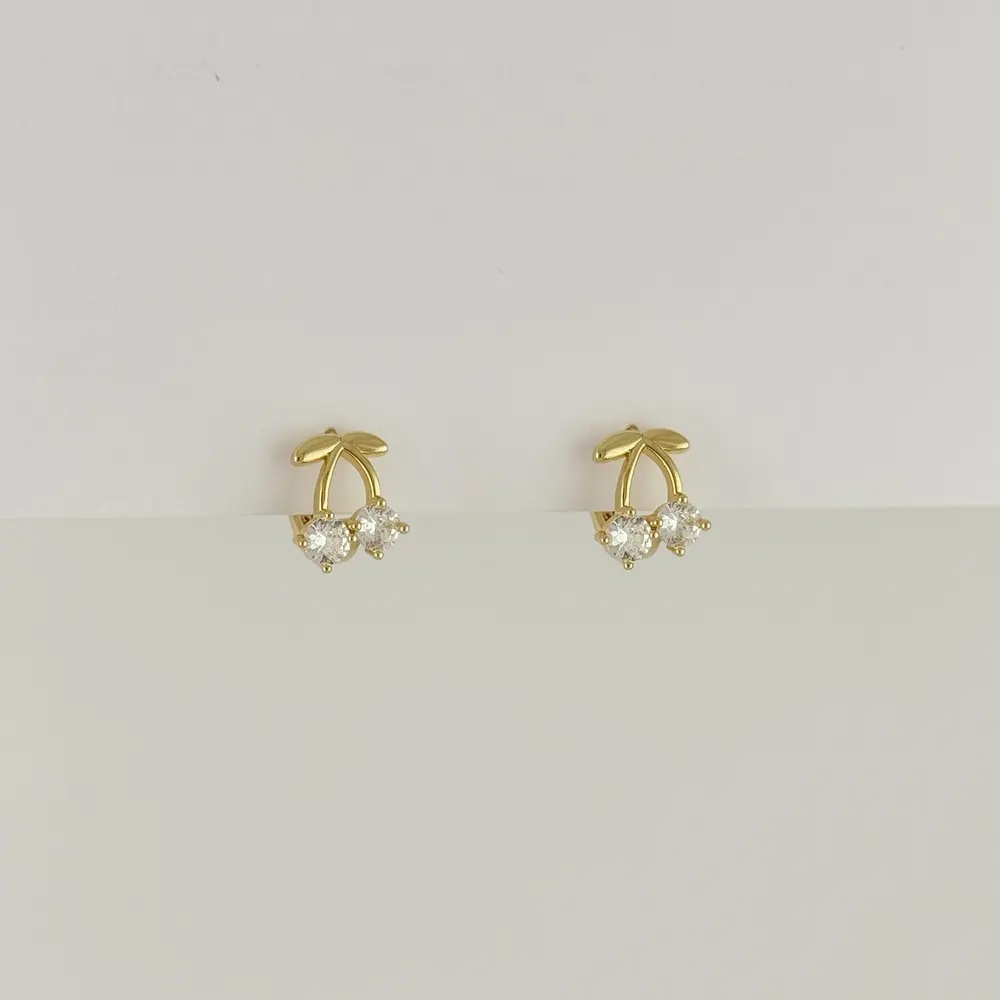 Argolla Huggie en Rodinado Gold Champagne cherry cristales 1.3 cm