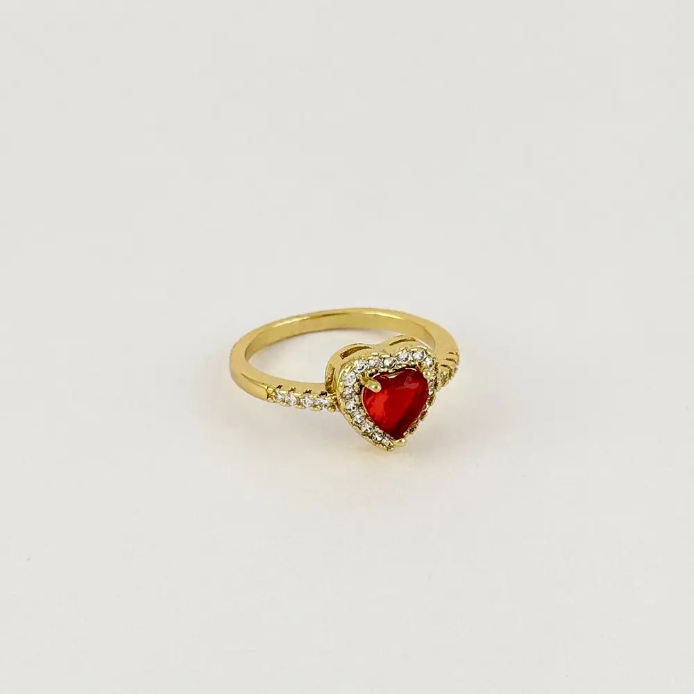 Anillo ajustable en rodinado gold corazón pandora cristal color surtido