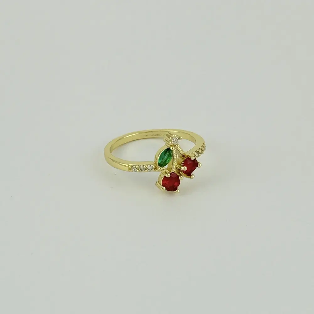 Anillo ajustable en rodinado gold cherry cristal 