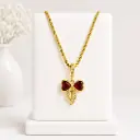 Cadena en rodinado gold cadena especial dije microcirconia lazo circones rojos