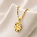 Cadena en rodinado gold cadena especial dije microcirconia color virgen Guadalupe