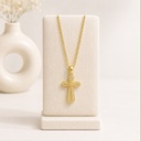 Cadena en rodinado gold cadena especial dije microcirconia cruz