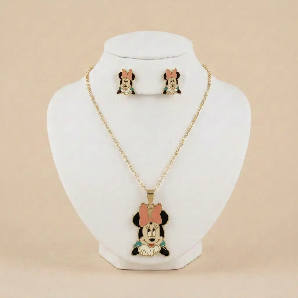 Set esmaltado en acero gold para niñas figura Minnie