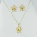 Juego en acero gold flor esmaltada