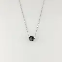 Collar en rodinado silver dije pelota fútbol microcircón negro