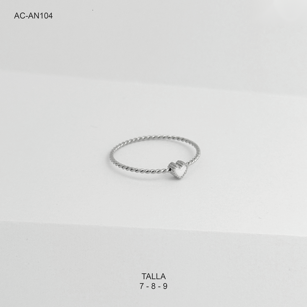 Anillo en acero silver corazón