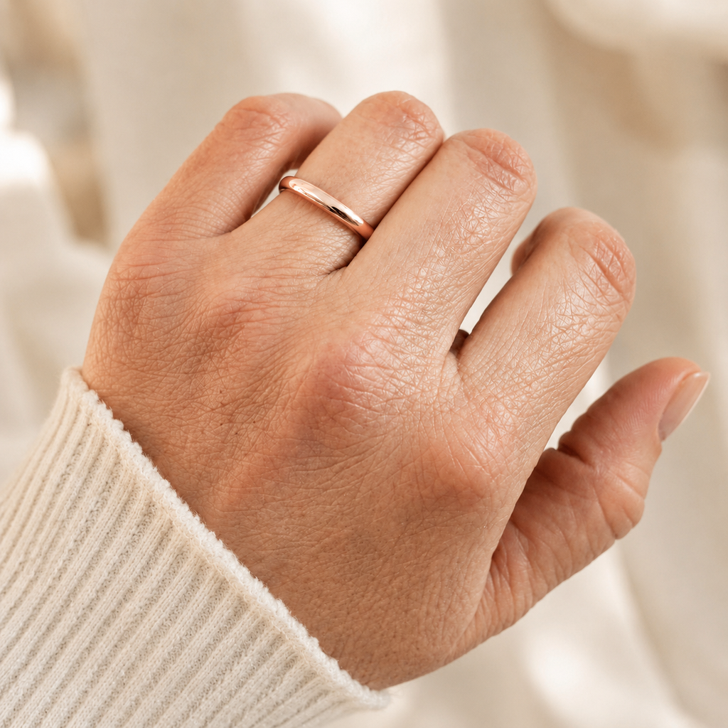 Anillo en acero gold rose aro liso