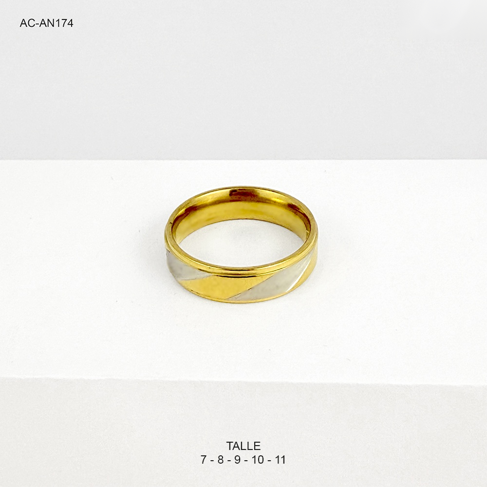 Anillo en acero bicolor aro alianza modelo 3